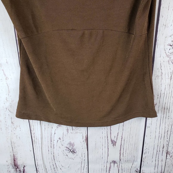 Espresso Blouse Womens Size Large Waterfall Short Sleeve Stretch Brown - Picture 5 of 6